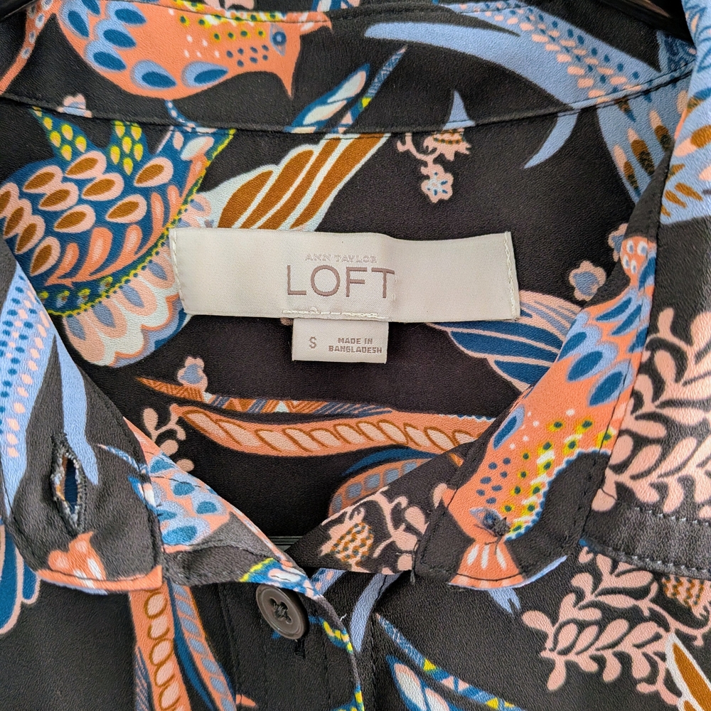 Loft Black Multicolor Patterned Blouse - image 3